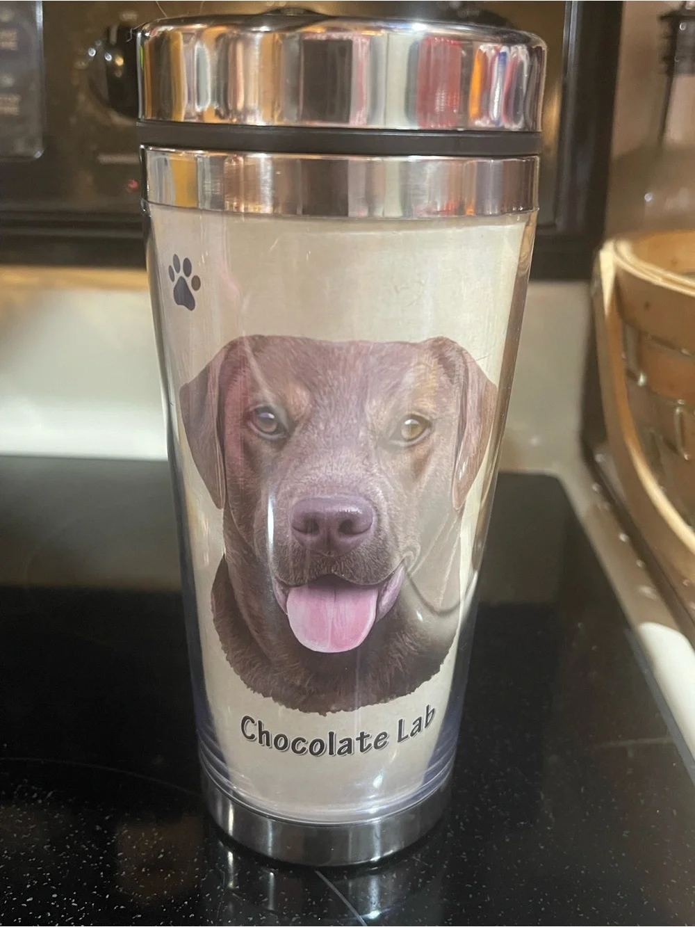 Dog Tumbler Coffee Cup 16oz Hot/Cold Stainless Steel Travel Cup USA Choco Lab